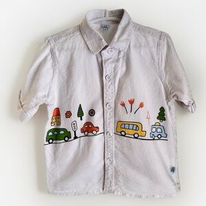 Kidistan Cars Graphic Button Down 18-24M Whimsical Retro Play Shirt
